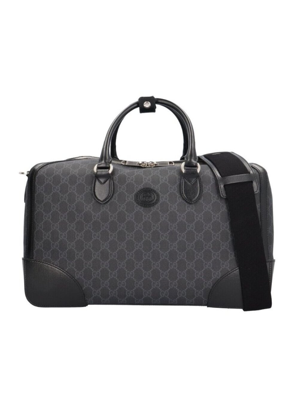 Gucci Interlocking Duffle Boston Bag GG Supreme Canvas Black